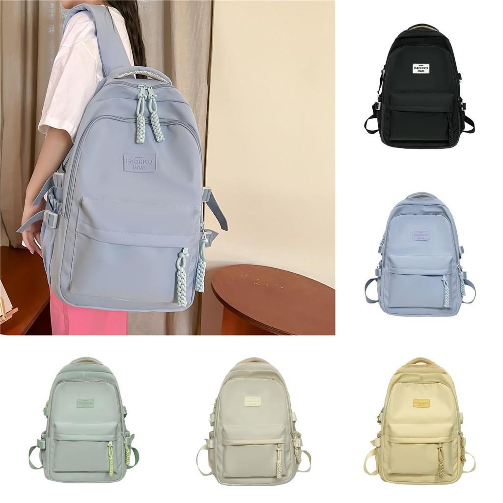 Color Solid Simple Letters And Woven Zipper Decoration Backpacks Student