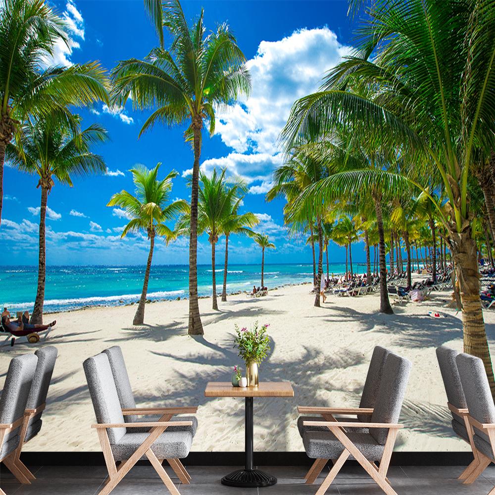 Coconut Murals Beach Wallpapers Tropical Landscape Wallpaper For Boys Girls Bedroom Living Room 3d Beach Wallpaper Home Decor