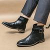 New Fashion Male Pointed Alligator Pattern Leather Brogues Ankle Boots Men Casual Luxury High Top Platform Shoes Zapatos Hombre