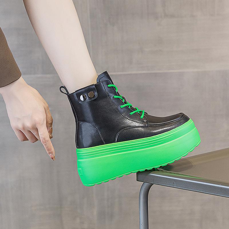 Autumn and Winter New Women's Medium-top Thick-soled Muffin Shoes Women's 2025 New Candy Color Round Head Fashion Simple Pure