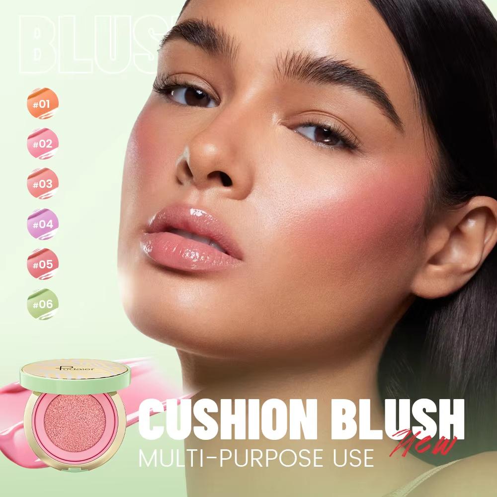 Pudaier 6 Colors Cushion Liquid Blush & Highlighter - Waterproof Long Lasting Cheek Makeup, Natural Glow Blush Palette for Face