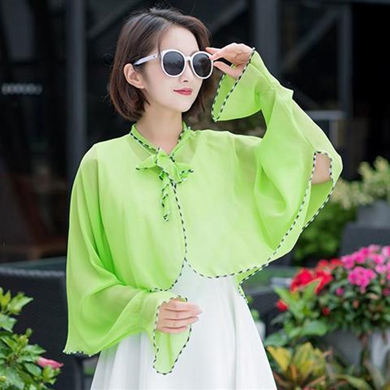 Spring Summer Chiffon Sunscreen Fake Collar Clothing Shawl Outdoor Riding Cashew Printing Sun Protection Sleeves Silk Scarf Wrap