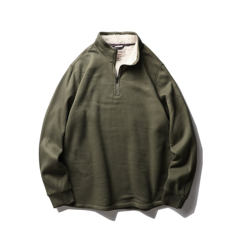 Waffle Spring & Fall Micro Velvet Lined Turtleneck Casual Coat Sweatshirt