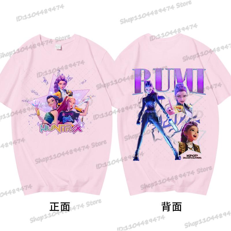 Anime KPop Demon Hunters Cotton Tshirts Graphic Hip Hop Vintage T Shirt Men Women Harajuku Rumi Zoey Miba KPop Movie Tshirt