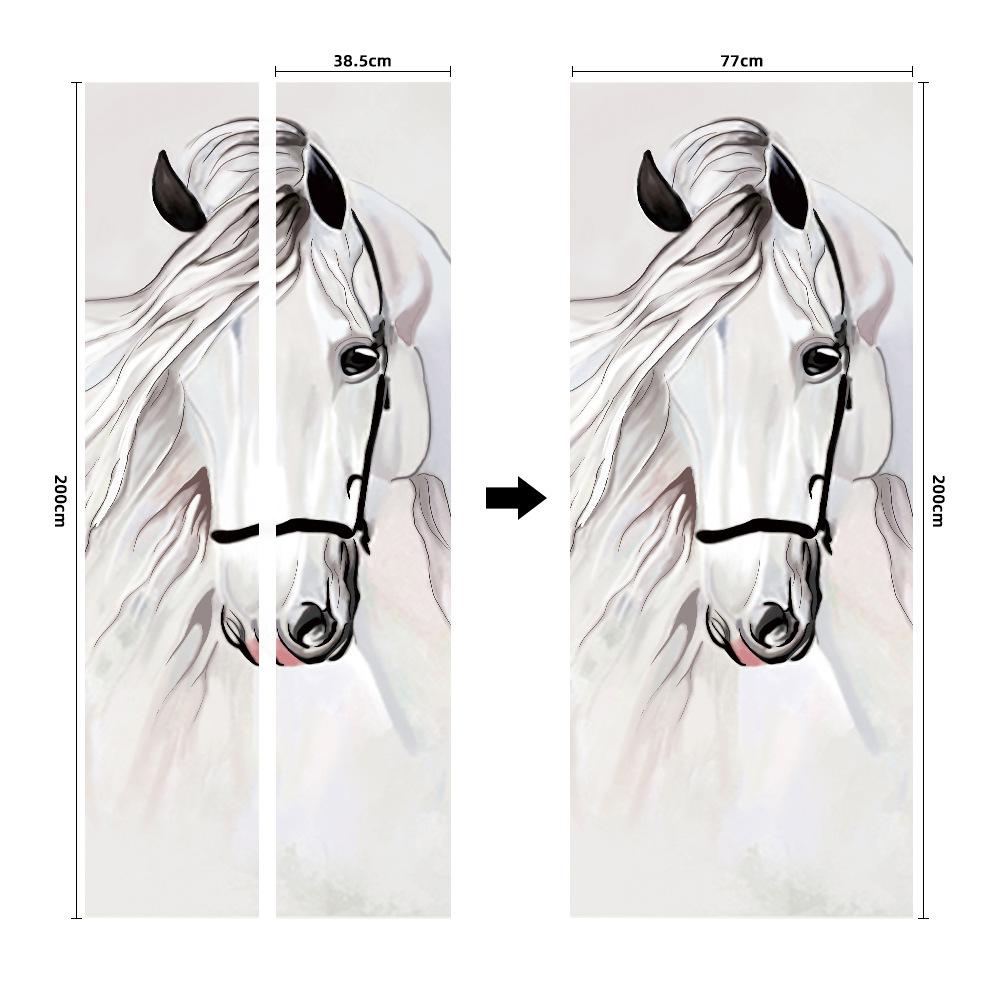 Meiji Creative Environmental Protection Stallion 3D Door Sticker Renovation Self-Adhesive Bedroom Wall Sticker Direct Sales Door Frame