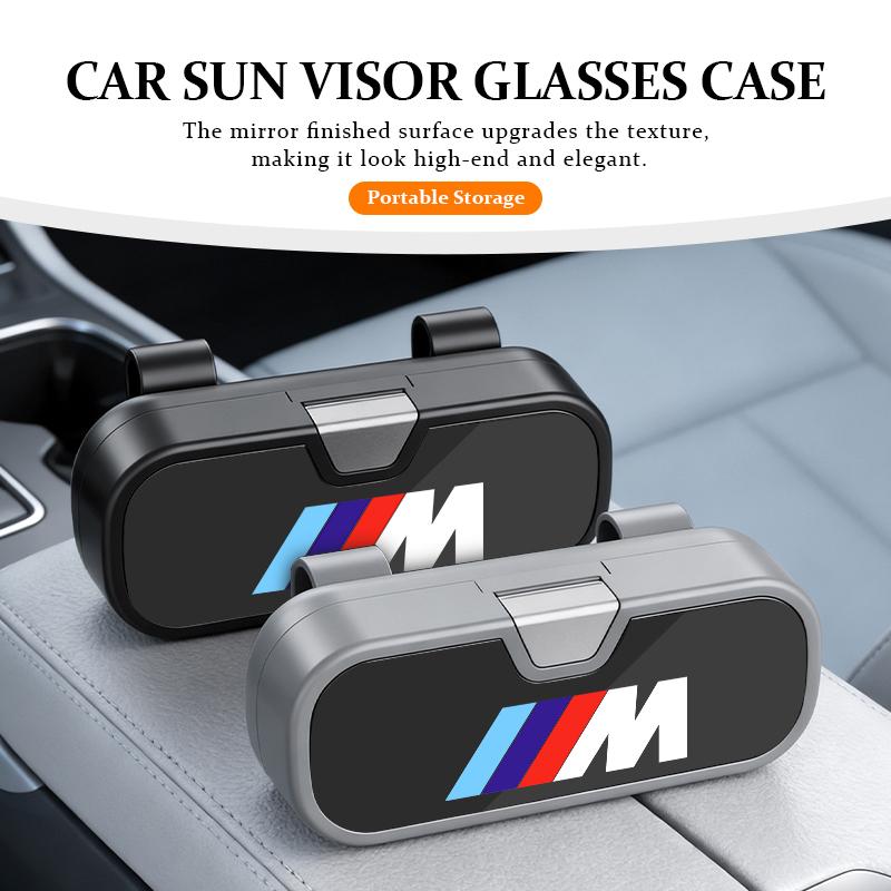 SHEJ3 Car Sun Visor Sunglasses Holder Case Anti-Scratch Protective Box For BMW 1 3 5 7 Series M F01 F20 F10 F13 E52 E53 E60 E93