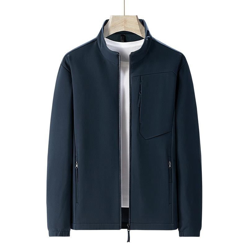 Autumn Windproof and Water-proof Men's Outdoor Soft Shell Jacket with Fat and Loose Stand-up Collar Jacket