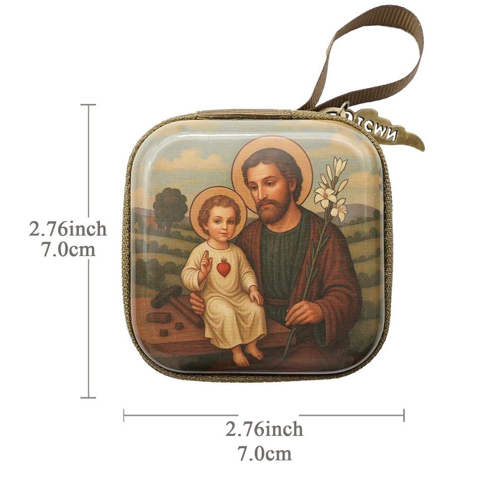 Portable Virgin Mary Prayer Rosary Storage Bag Zippered 7x7cm Religious Articles Cartoon Elegant Prayer Kit Devotees