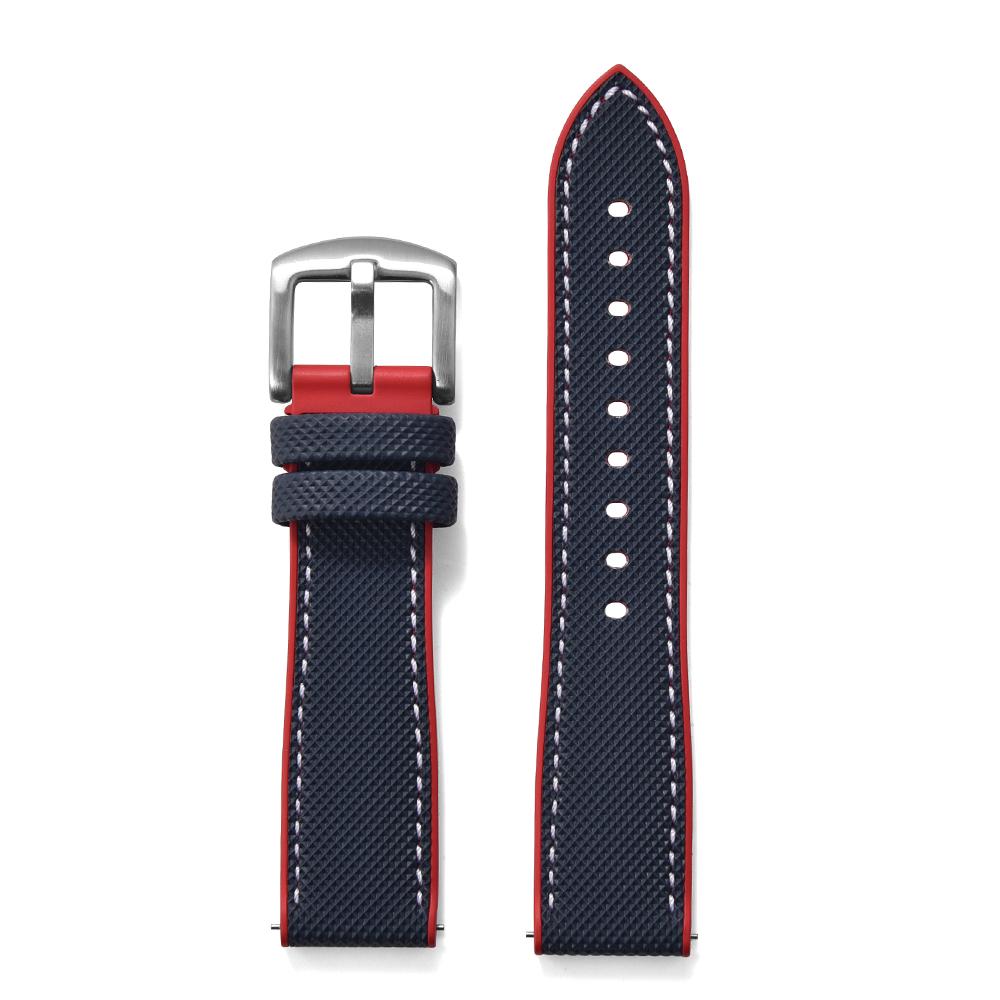 STAPELP Hybrid FKM Sailcloth Nylon Watch Strap 18mm 20mm 22mm 24mm Fluoro Rubber Leather Watchband For Each Brand Diving Watches