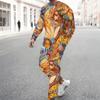 Men Black Cyan Brush Stroke Drip Gradient Print Long Sleeve Sweatshirt Jogger Pants Two Piece Suit