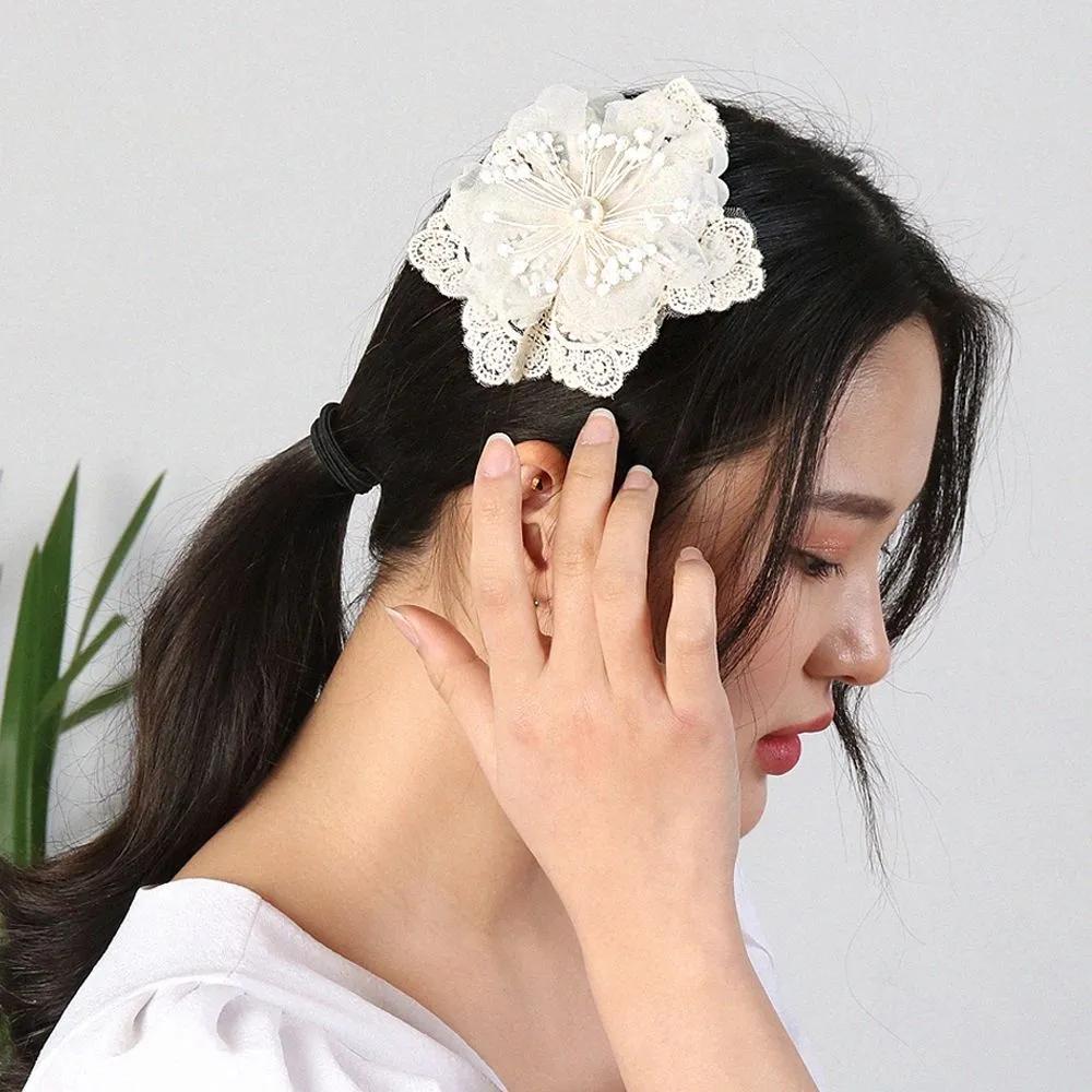 H320 Lily Flower Pearl Headband Hairband Hairpin Hairpin Flower Brooch Self Wedding band