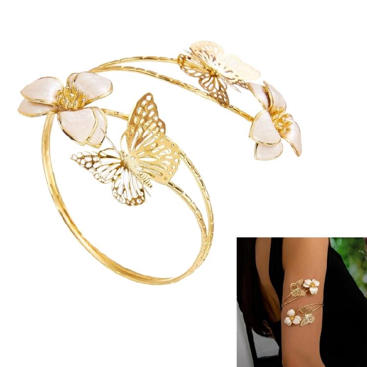 Unique Bohemian Inspired Arm Jewelry With Artistic Hollow Butterfly Details In Multiple Colors Season Floral Bangle