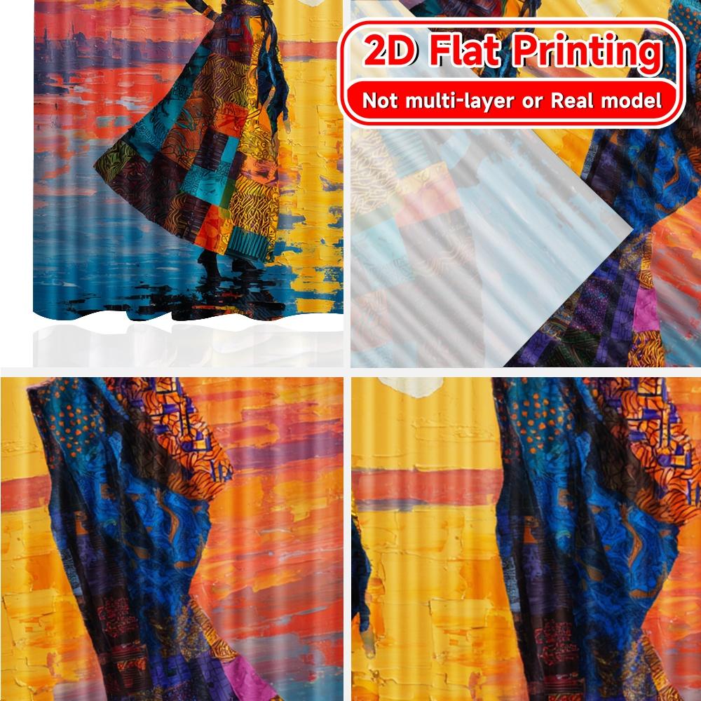 Set Of 2 Flat Printing African Twilight Pattern Chic Curtains Polyester Holiday Ldeal Living Room Bedroom Curtain Ideal For Area