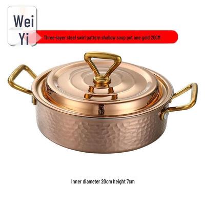 Weiyi Durszlak ze Stali Nierdzewnej 201 Lśniący Złoty Młotkowany Głęboki Garnek do Zupy