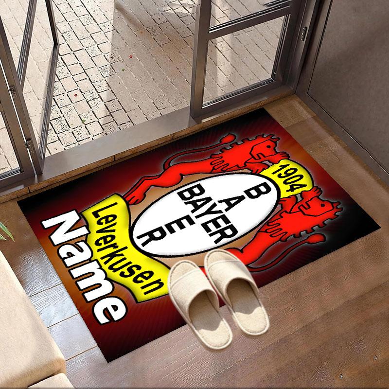 Benutzerdefinierter Name Personalisierter Bayer 04 Leverkusen Druckteppich, Vielseitiger Heimdekor-Teppich, für Spielzimmer, Wohnung, Balkon, Eingangsbereich, Flur Geschenk