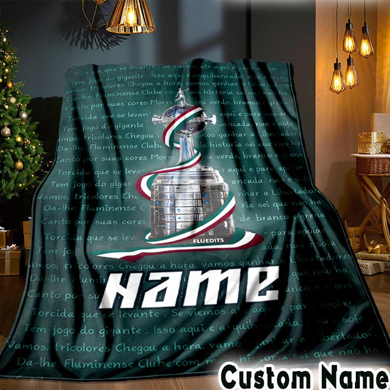Custom Name Fluminense Football Club Throws Blanket Flannel Blankets for Couch Bed Gifts for Men Women Picnic blanket Christmas fan gifts