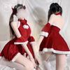 Qecyd Sexy Santa Costume with Ribbon Hair Perfect for Stage New Cultural and One Size Fits Women's Accessory, Christmas, Parties, Performances, Year's