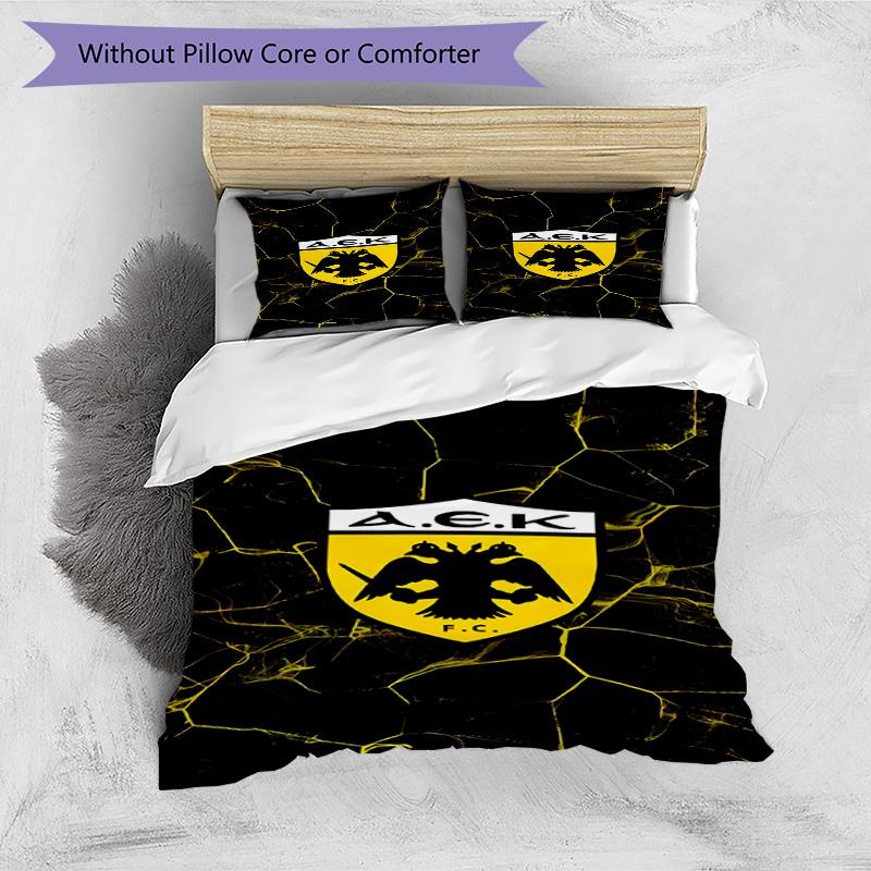 3pcs Duvet Cover Set (1*Duvet Cover + 2*Pillowcase, Without Core), AEK Athens FC Print Bedding Set, Bedroom Decor, All‑Season, Birthday Gift