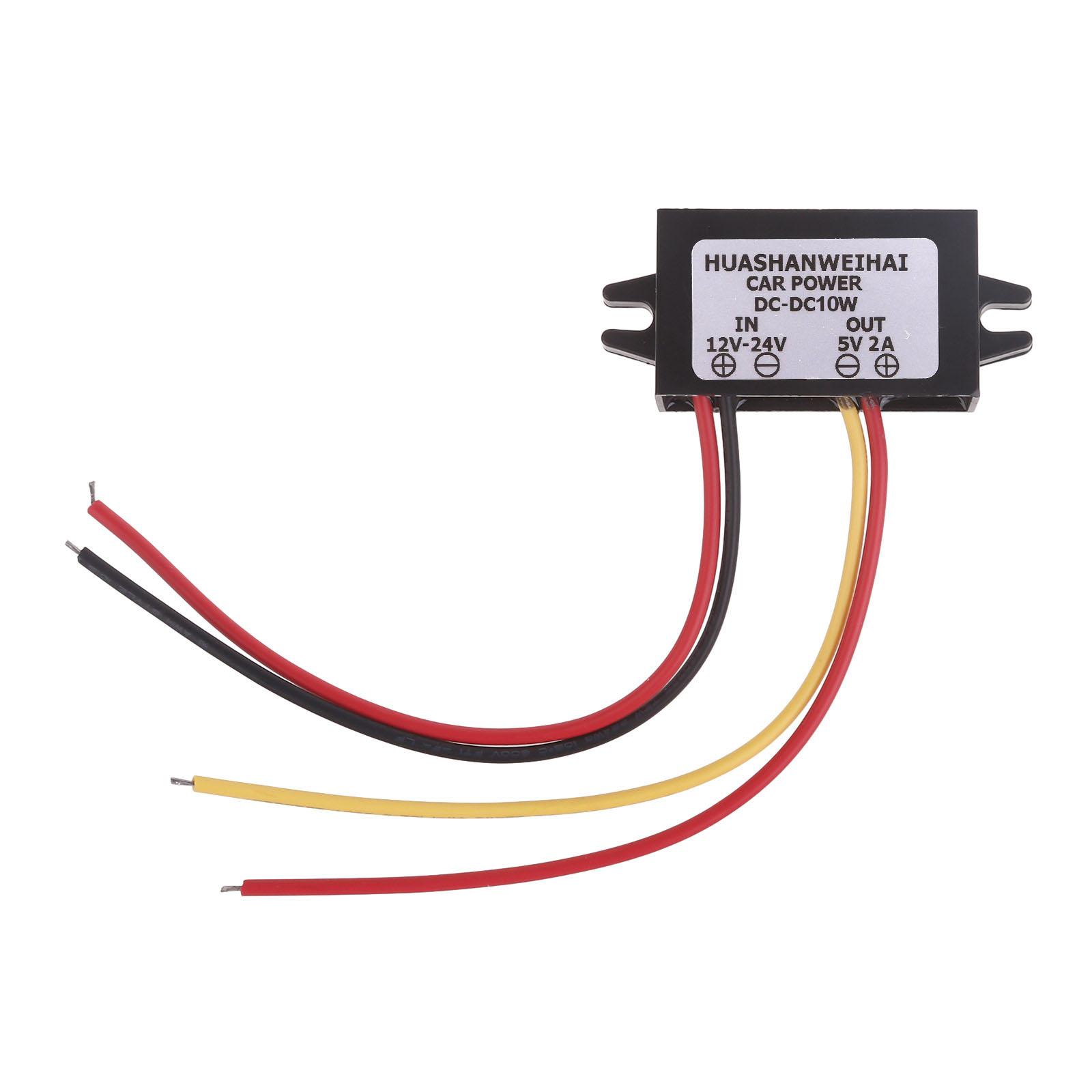 

Waterproof Voltage Reduction Module Onboard Power Converter DC24-12V to 5V2A/5V3A Car Power Conversion Adapter Cable 2A