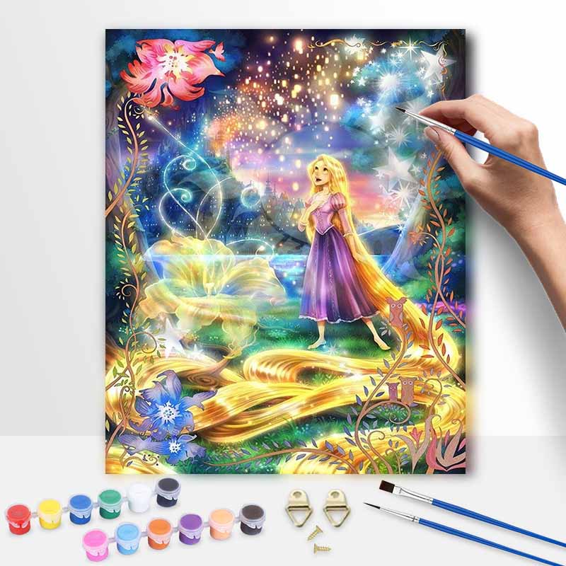 Disney Rapunzel DIY Oil Painting Art Painting Kit Home Wall Decor Handmade Gift for Princess Fans Living Room Wall Art Decor Canvas