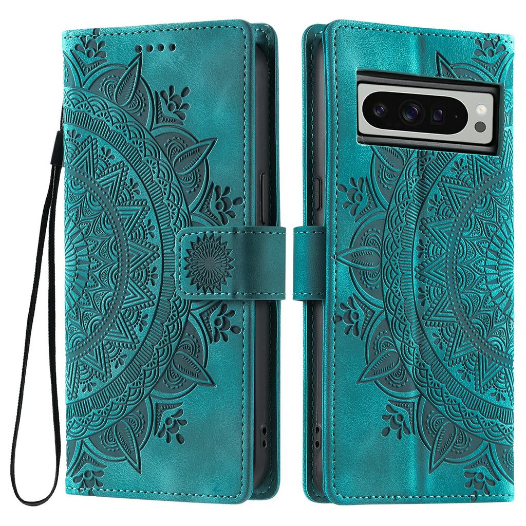 Style 018 For Google Pixel 9 Pro XL Case Imprinted Totem Skin Feel Wallet Leather Phone Cover