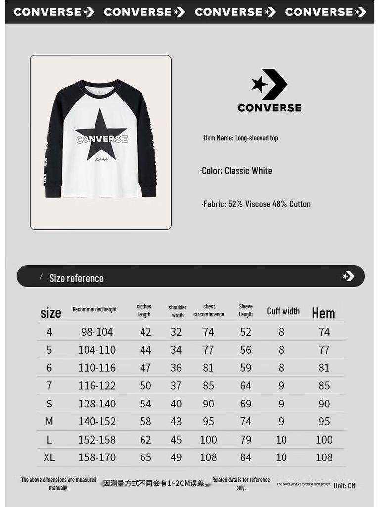 Converse Unisex Kids' Cotton Long-Sleeve T-Shirt