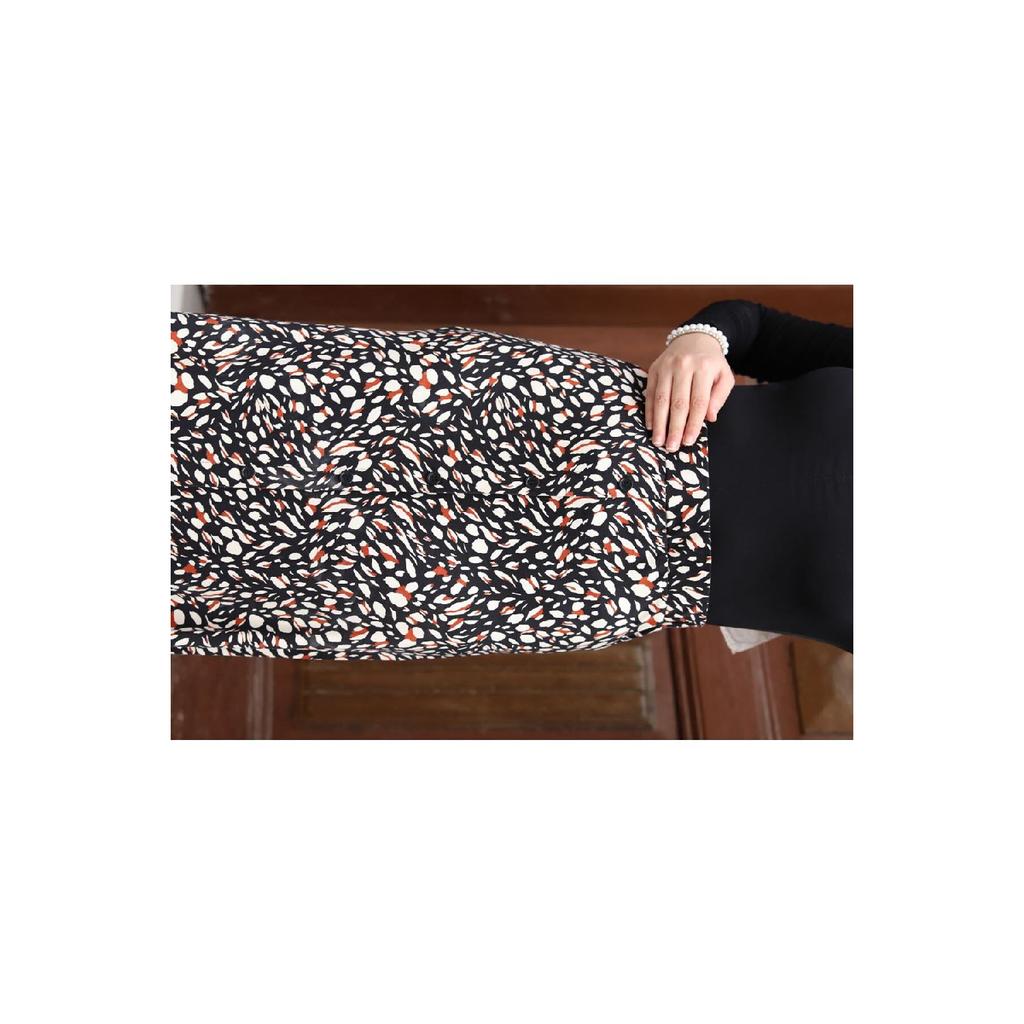 Gekämmter Rock aus Viskose - Schwarz / Fliesen