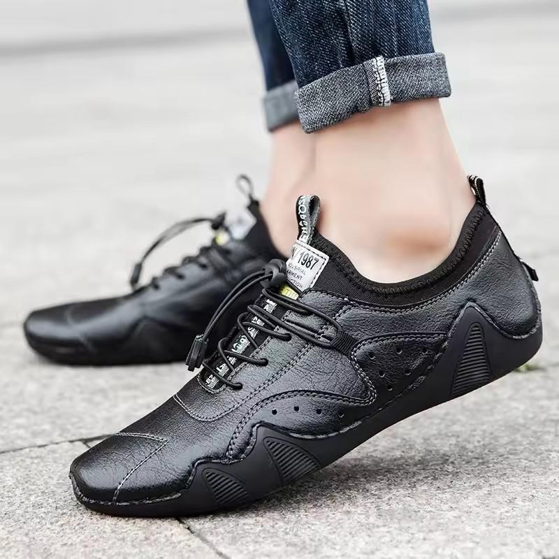 Men's High Quality Casual Shoes Breathable Perforated Fashionable Lace Up Shoes Lightweight Comfortable Versatile Walking Shoes