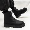Mens High-top Boots High Quality Leather Casual Boots British Style Lace Up Ankle Boots Non Slip Platform Boot Botas Para Hombre