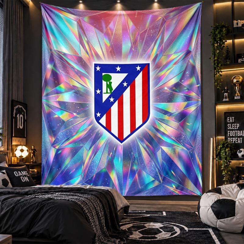 Arazzo da Appendere a Parete Stampa Atletico Madrid Tessuto per Soggiorno Camera da Letto Decorazione Casa
