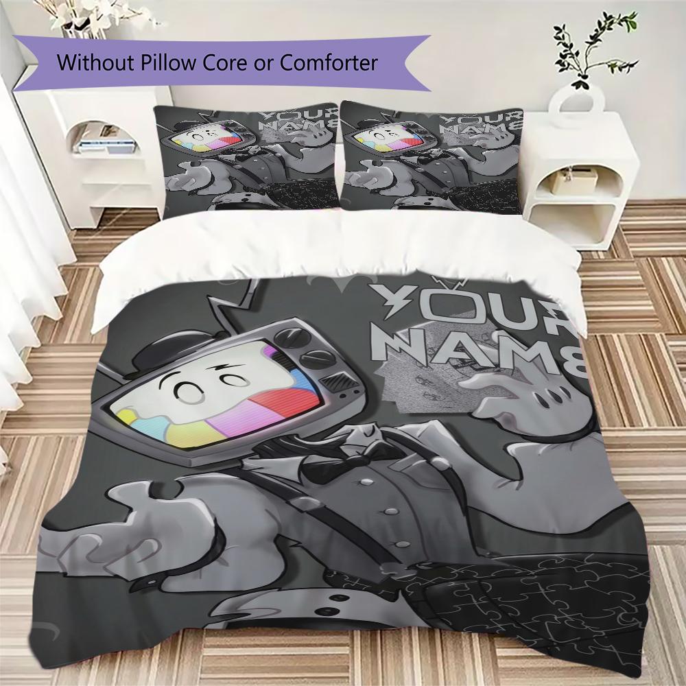 Custom Name Mr. Puzzles Smg4 Bedding,Quilt Set Quilt Cover Pillowcase Home Birthday Gift(1 * Duvet Cover + 2 * Pillowcase, Without Core)_xia