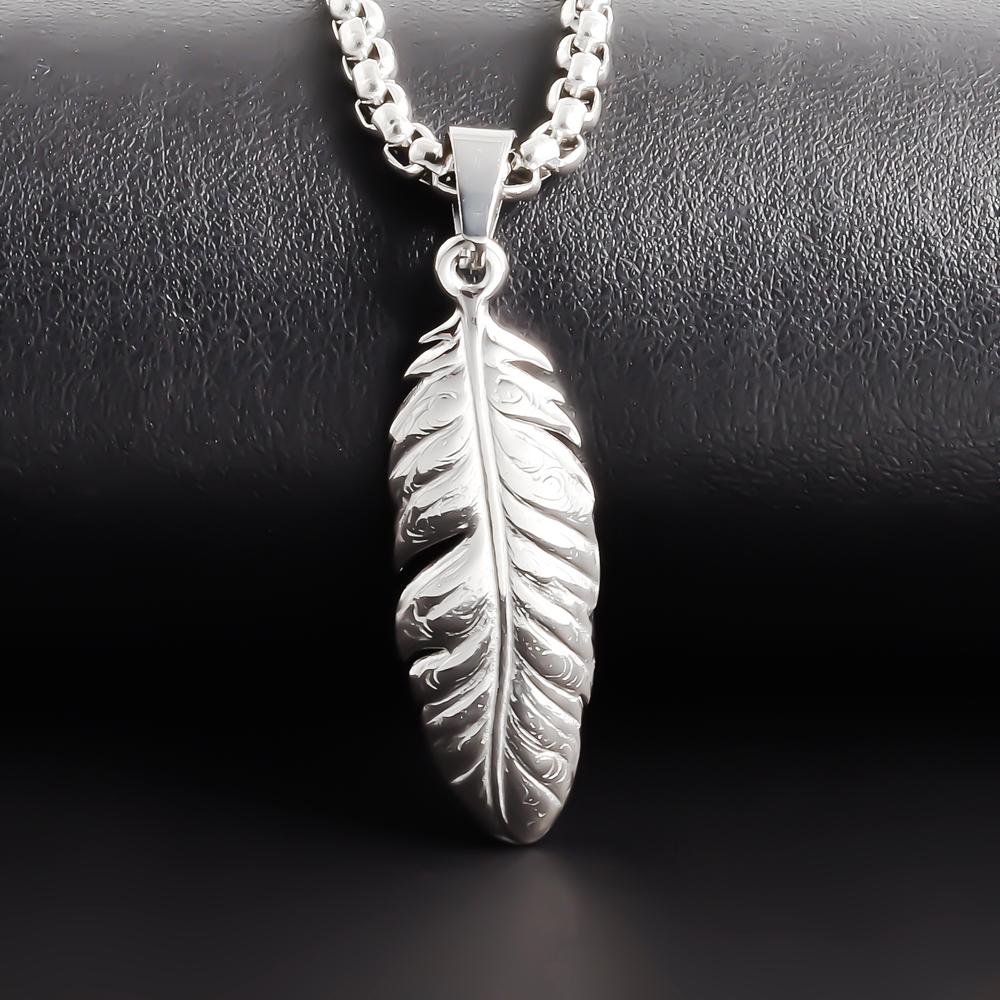 Edelstahl Feder/Flügel/Baum Kreuz Halsketten Für Damen Herren Accessoires Breite 4mm Kasten Gliederketten Halskette Modeschmuck