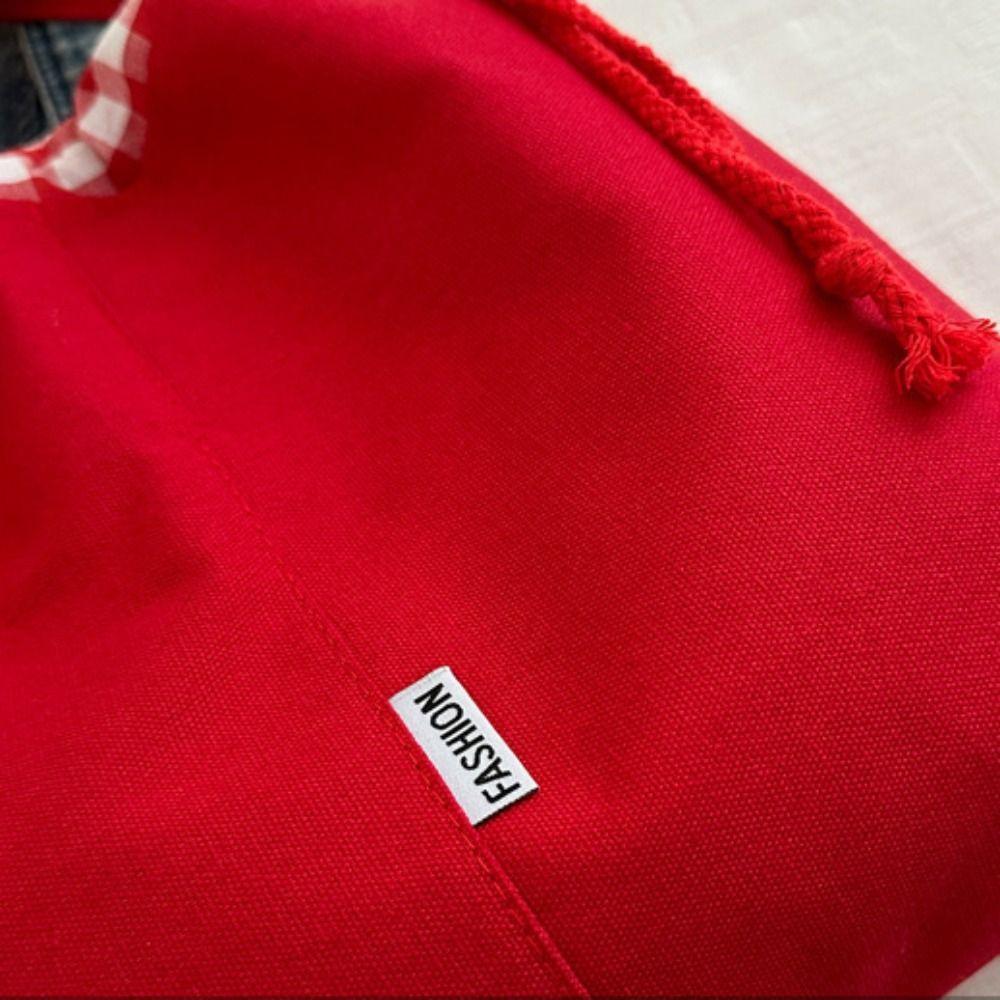 Cloth Drawstring Bucket Bag Retro Tote Bag Portable Denim Canvas Bag  Women