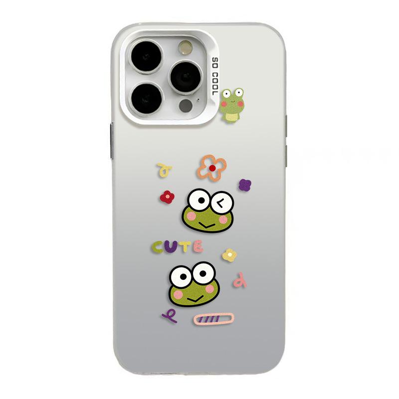 Silver Cute Frog Phone Case for iPhone 17/15 Pro Max/14 Pro/13/16 Pro