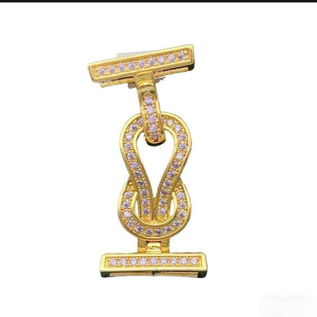 18 Karat Vergoldete Zirkon Doppelreihige Halsketten-Armband-Schließe