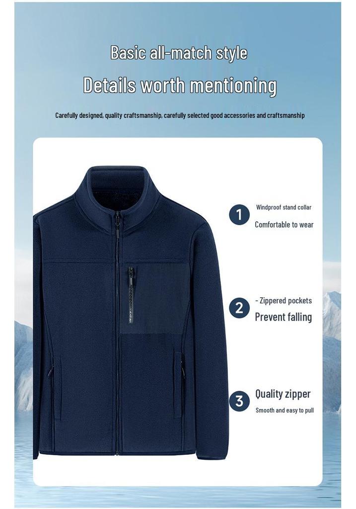 2025 Men's Autumn Winter Thick Velvet Dad Jacket - Loose Fit Cotton Top