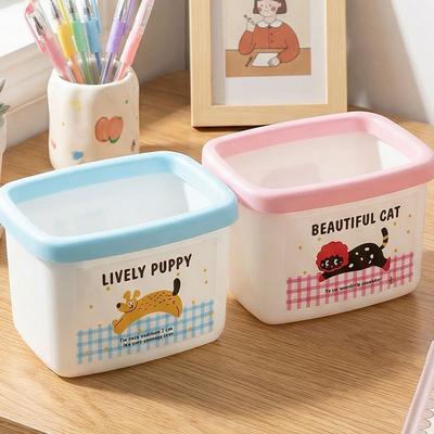 Exquisite Cartoon-style Cute Desktop Trash Can, Cute Storage Cylinder, Dormitory, Household, Office Use, Desk Stationery