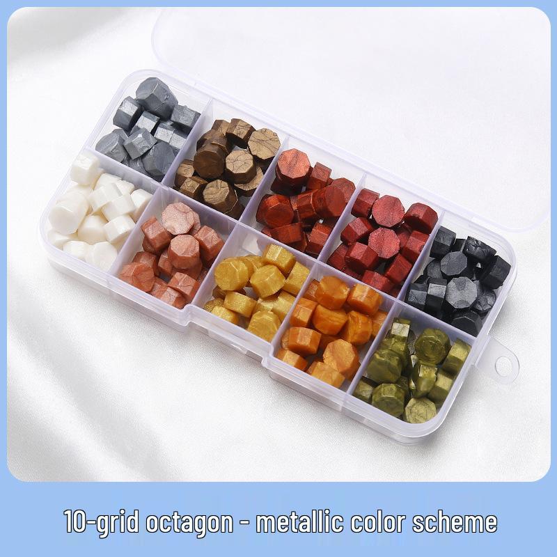 Sunflower Sealing Wax Granules In Transparent Box - Grid-Style Set with 10/15/24 Colors for Stamps
