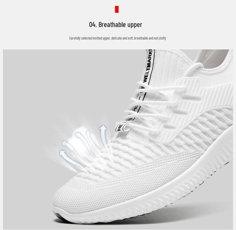 9017 Men's Height-Boosting Low-Top Running Shoes, Flyknit Mesh, Thick Sole, Casual Spring/Summer Jogging Sneakers