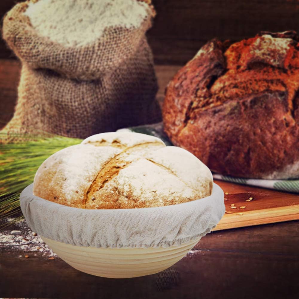 Bread Proofing Basket 9 Inch Round Bread Proofing Basket Box With Bread Linen Cloth For Professional Home Sourdough Bread Baking