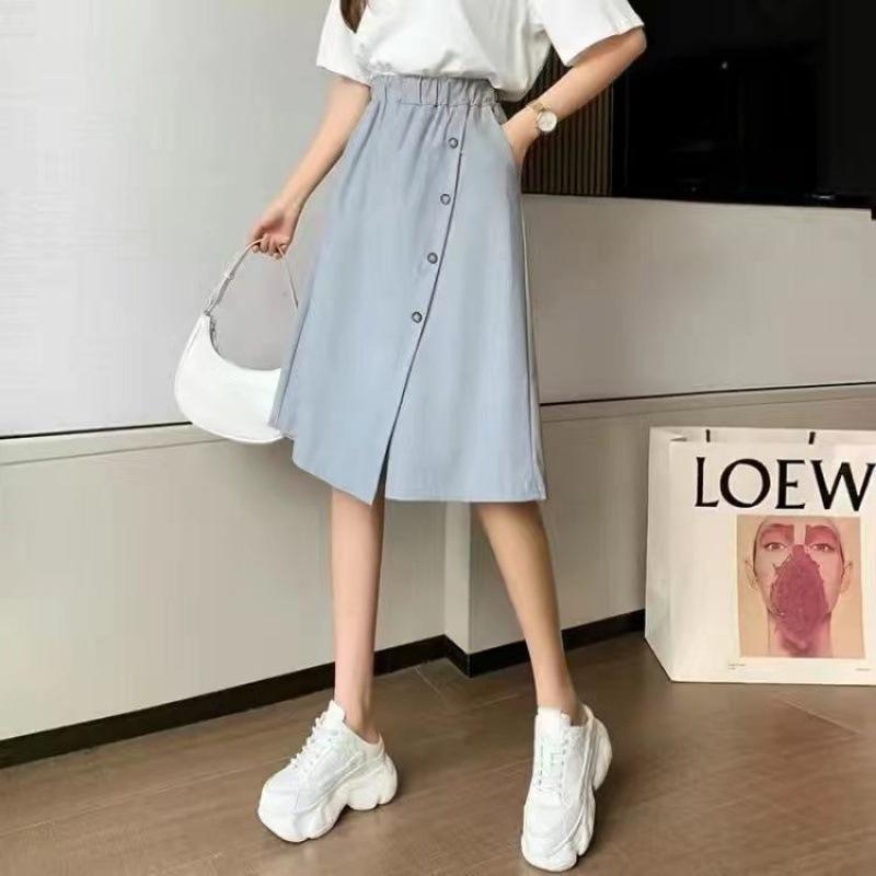 Lady's All-Match Loose  Button Pockets Wide Leg  Women High Waist Irregular Knee Length Skirt Pants Office Elegant Pants Plus Size