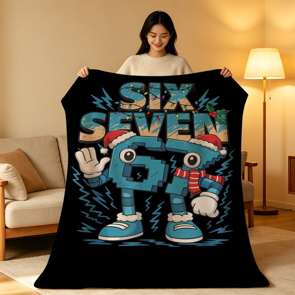 Art N-Number S-Six S-Seven Throw High-Density Short Plush Blanket Soft Skin-Friendly for Sofa Nap Air-Conditioned Room