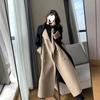 Woolen Coat Women's Long Winter New Double-faced Velvet Hepburn Style Slim Coat