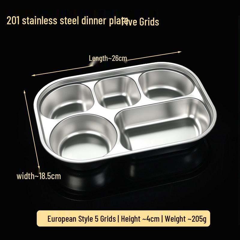 304 Stainless Steel Children's Sectioned Dining Plate for Kindergarten or Canteen Use