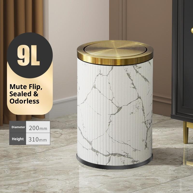 Metal Trash Can Large Capacity Swing Lid Trash Bin Creative Light Luxury Household Garbage Bins Cleaning Tools Accessories
