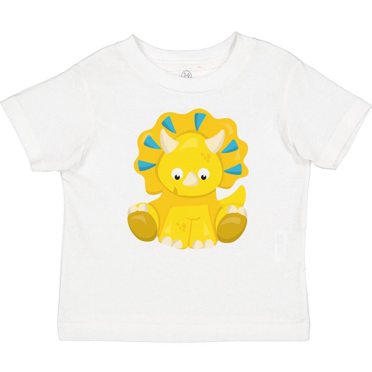 Inktastic Cute Dinosaur, Baby Dinosaur, Dino, Triceratops Baby T-Shirt Yellow 110