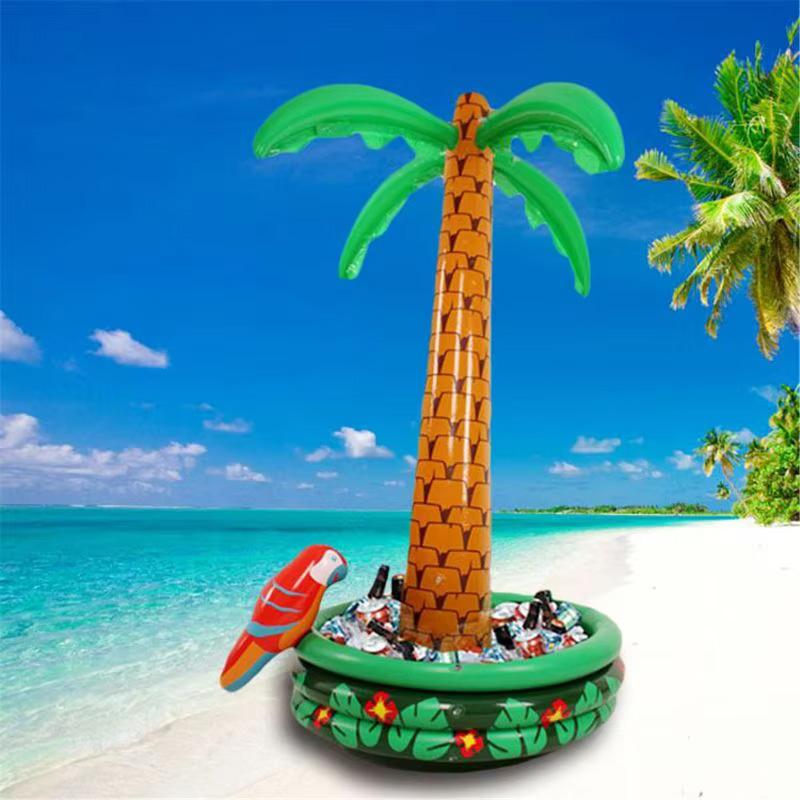 Albero di Cocco Gonfiabile da 180 cm, Accessorio per Bar, Secchiello per Ghiaccio Gonfiabile, Serie Hawaii, Palma, Buffet per Bevande Fredde, Giocattolo Gonfiabile da Spiaggia