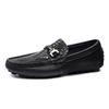 Men's Large Slip-On Leather Loafers: Crocodile Pattern Flat Sole Casual Driving Shoes