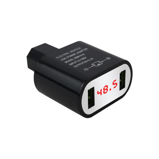 Electric Car Phone Charger LED Digital Display DC 12-100V Electric Vehicle Phone USB Power Adapter with Voltmeter for Smartphone