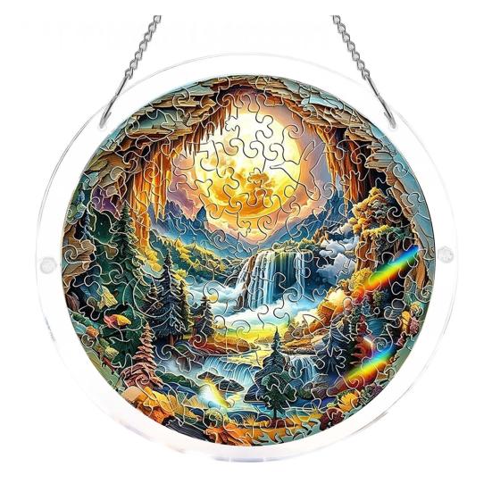Acrylic Puzzles Suncatcher 83 Style Window Hanging Pieces Stained Glass Ornament DIY Jigsaw